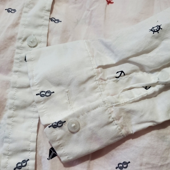 ⛵ Tommy Hilfiger Nautical Anronor Steering Wheel Print Button Up Long Sleeve ⛵ - Picture 5 of 6